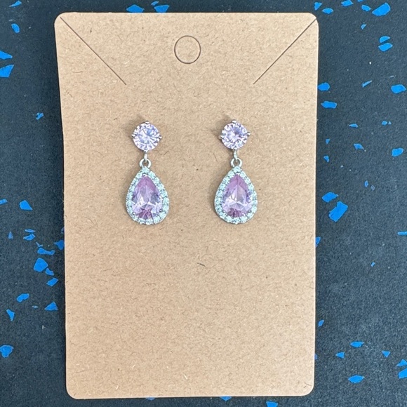 Jewelry - Elegant Silver and Pink Teardrop Earrings